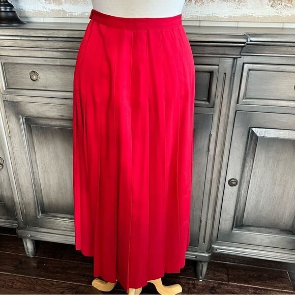 Vintage Red Pleated Maxi Skirt 1990s size 14 - Picture 2 of 4